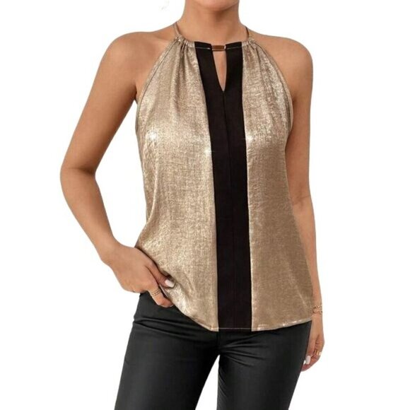 Beautiful Keyhole Collar Halter Lanyard Top - Picture 3 of 4